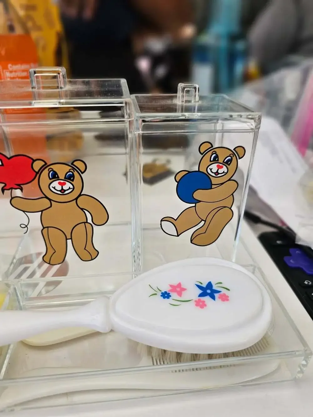 Vintage Bear Acrylic Deluxe Nursery Jar Set Tray